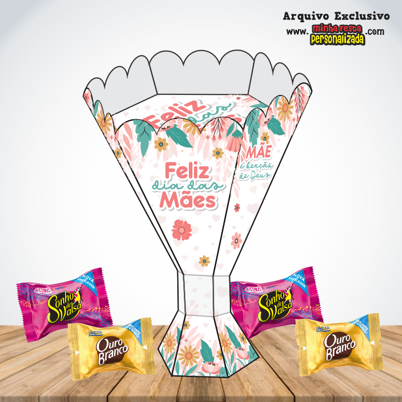 BUQUE DE FLORES - Dia das M&atilde;es KIT 02 Pronto Para Imprimir