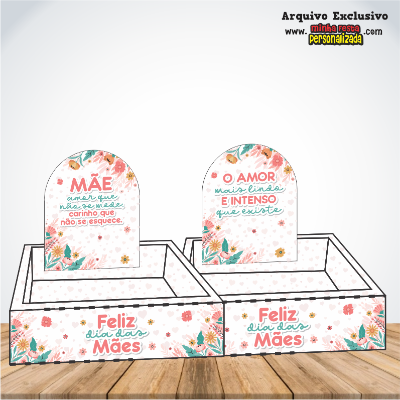 CAIXA CESTA 01 1 - Dia das M&atilde;es KIT 02 Pronto Para Imprimir
