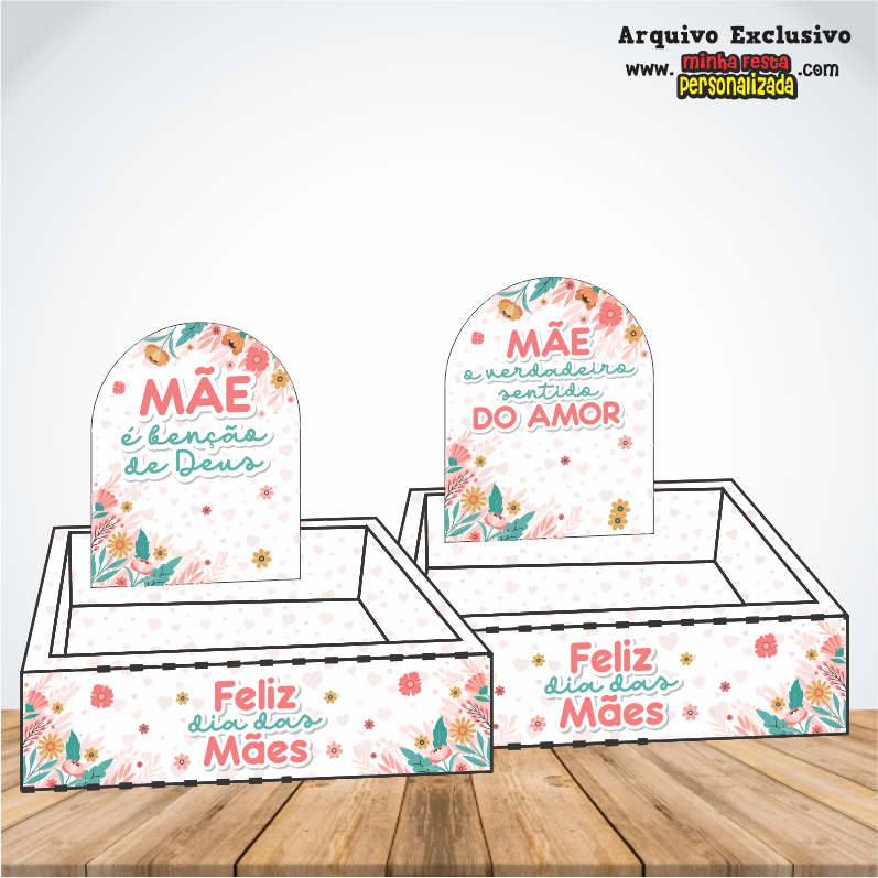 CAIXA CESTA 02 1 - Dia das M&atilde;es KIT 02 Pronto Para Imprimir