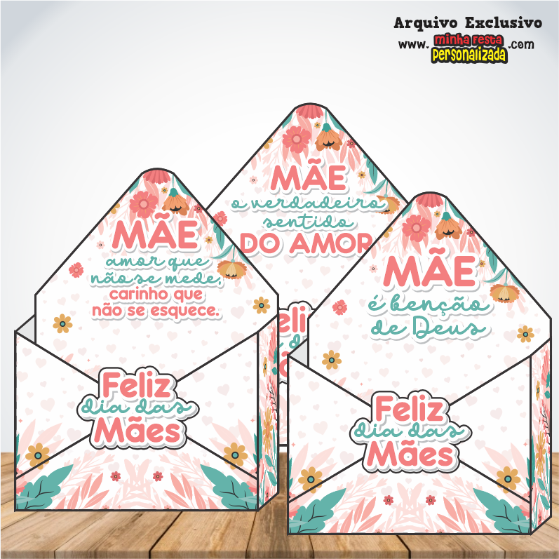 CAIXA ENVELOPE A4 - Dia das M&atilde;es KIT 02 Pronto Para Imprimir