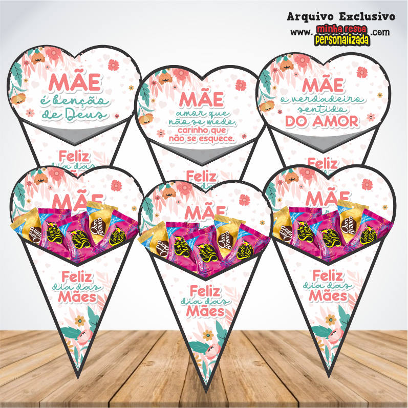 CONE A4 - Dia das M&atilde;es KIT 02 Pronto Para Imprimir