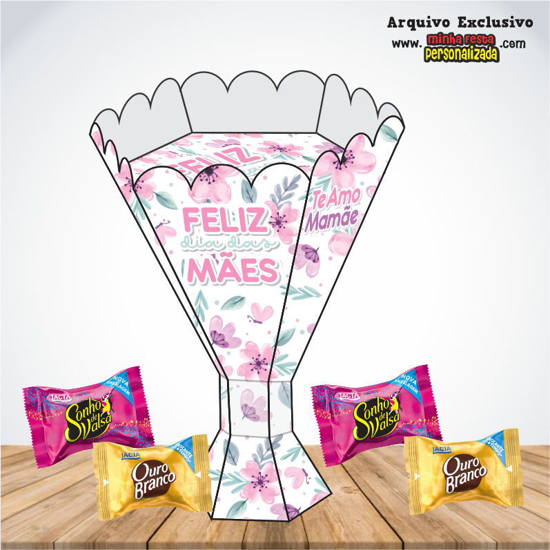 Dia das Mães Floridos Exclusivo Para Imprimir MINI BUQUE DE PAPEL 01 - Dia das Mães Floridos Exclusivo Para Imprimir