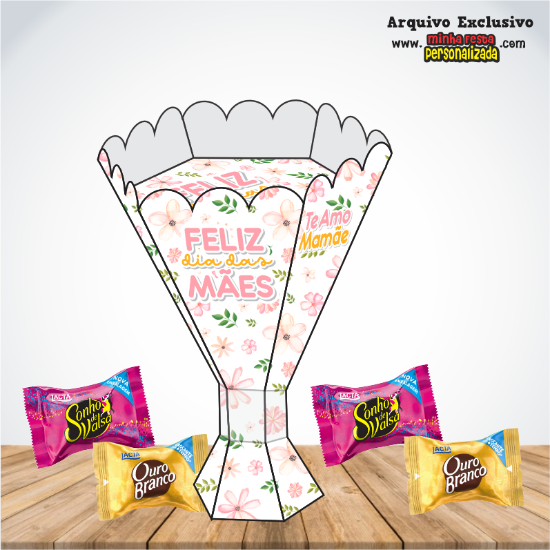 Dia das Mães Floridos Exclusivo Para Imprimir MINI BUQUE DE PAPEL 02 - Dia das Mães Floridos Exclusivo Para Imprimir