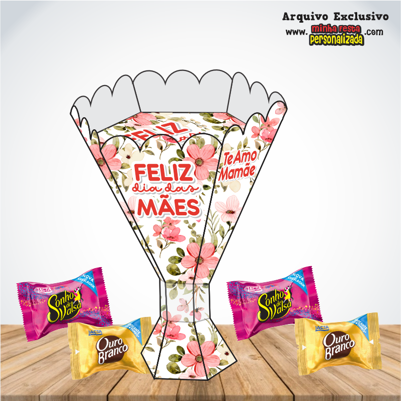 Dia das Mães Floridos Exclusivo Para Imprimir MINI BUQUE DE PAPEL 03 - Dia das Mães Floridos Exclusivo Para Imprimir