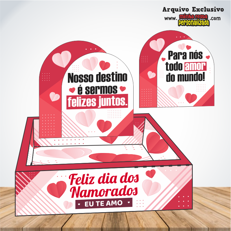 CAIXA CESTA - Dia dos Namorados KIT 02 Pronto Para Imprimir