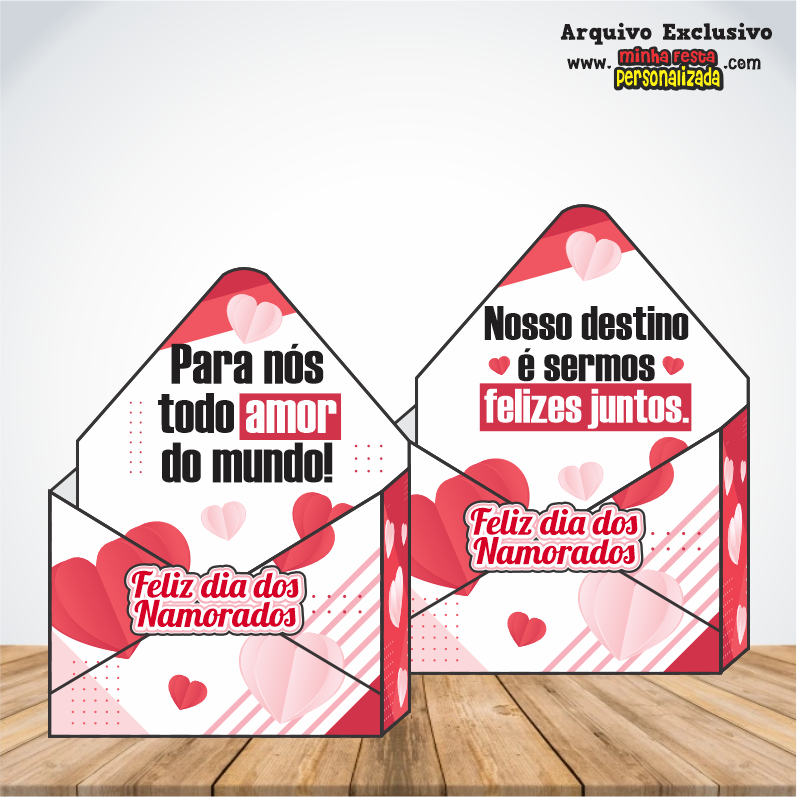 CAIXA ENVELOPE A4 - Dia dos Namorados KIT 02 Pronto Para Imprimir
