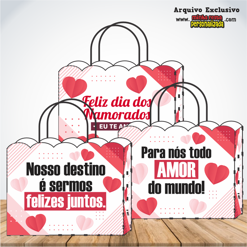 SACOLINHAS - Dia dos Namorados KIT 02 Pronto Para Imprimir
