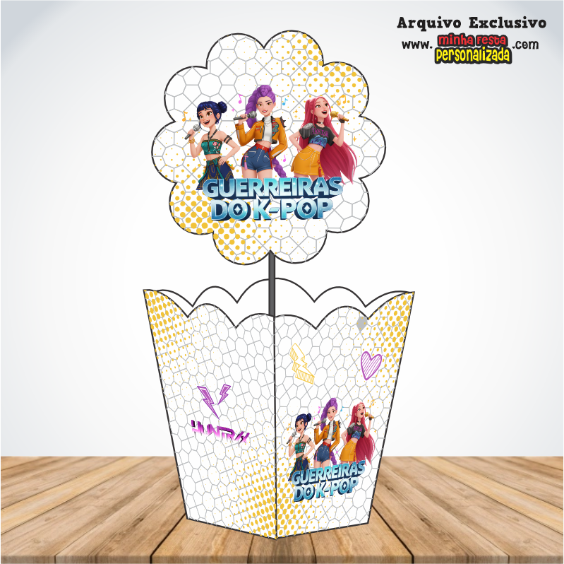 GUERREIRAS DO KPOP - Centro de Mesa Cachepot P Para Imprimir