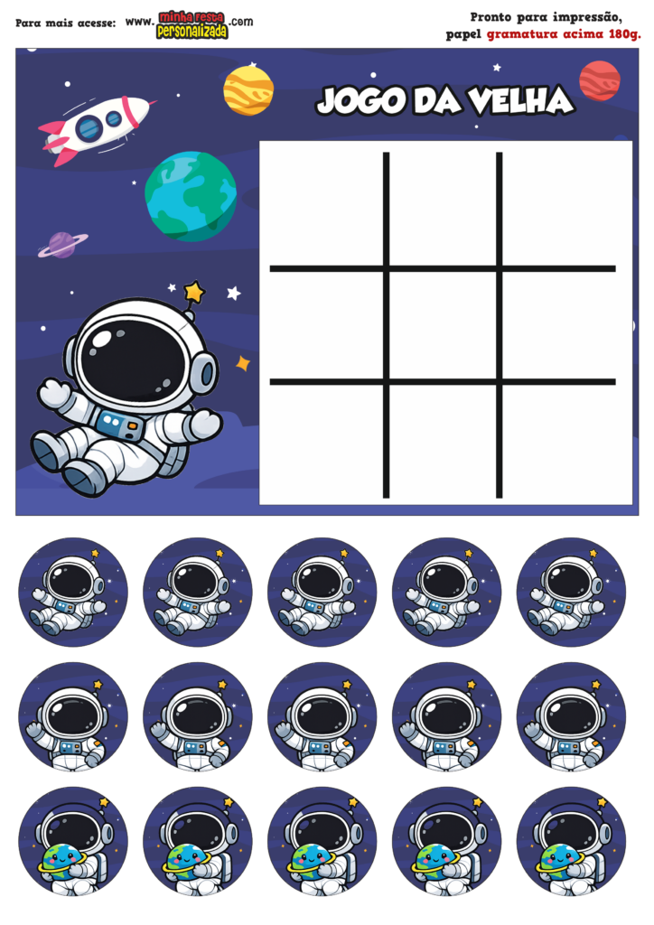 JOGO DA VELHA ASTRONAUTA 724x1024 - Jogo da Velha Personalizada Astronauta