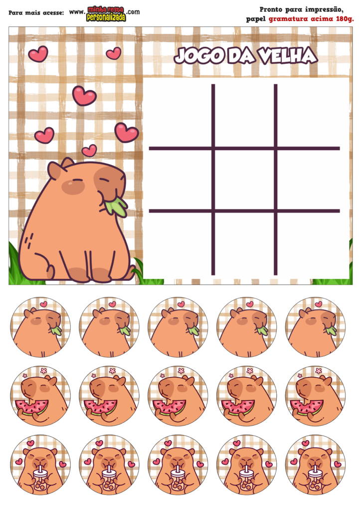 JOGO DA VELHA CAPIVARA 724x1024 - Jogo da Velha Personalizada Capivara