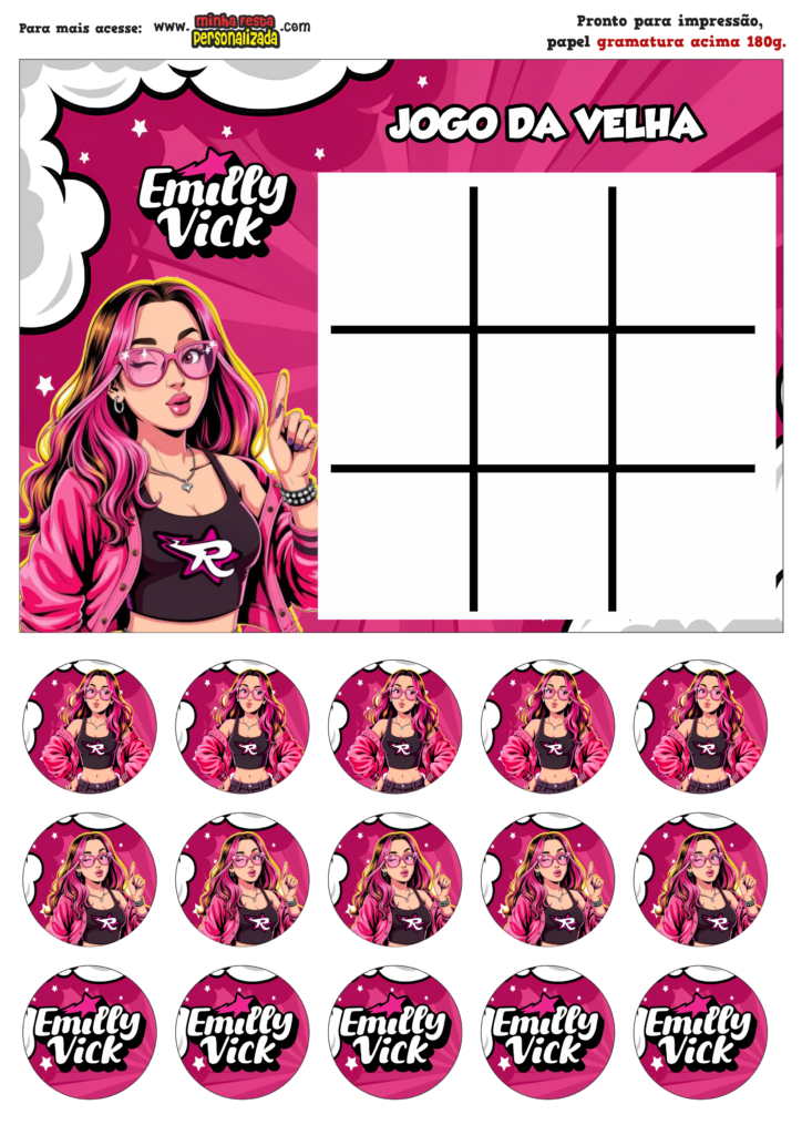 JOGO DA VELHA EMILLY VICK 724x1024 - Jogo da Velha Personalizada Emilly Vick