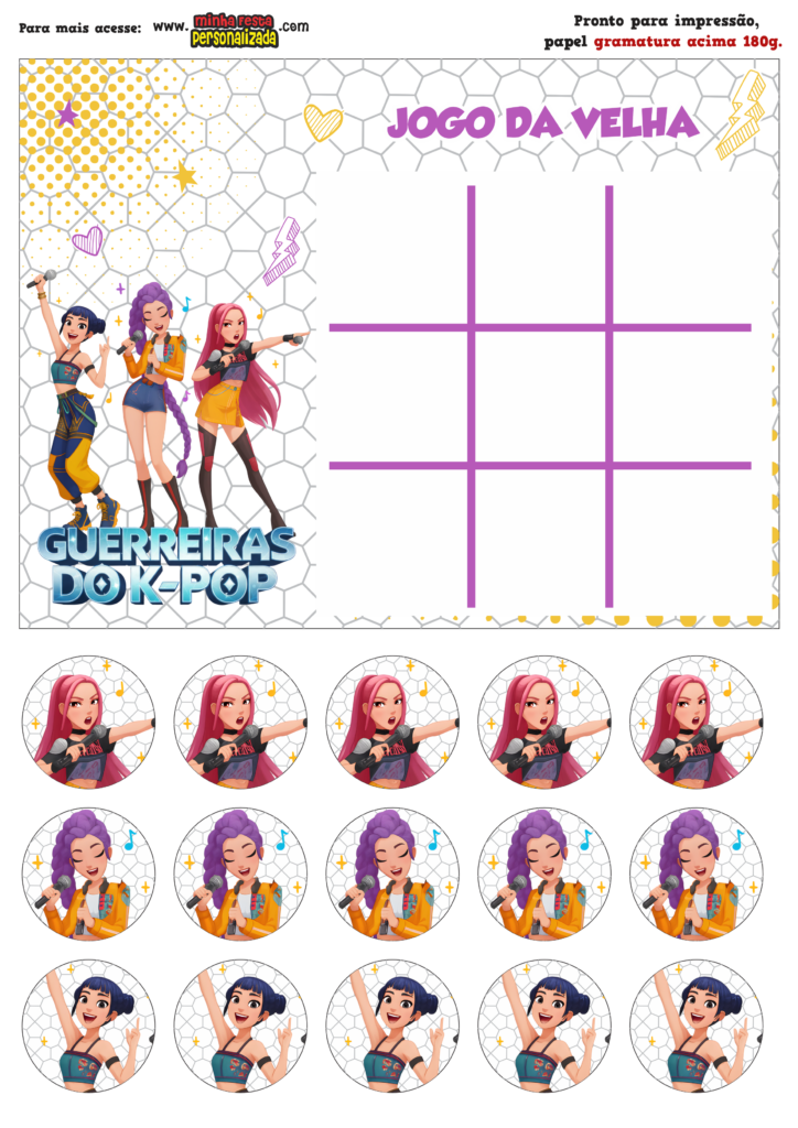 JOGO DA VELHA GUERREIRAS DO KPOP 724x1024 - Jogo da Velha Personalizada Guerreiras do Kpop