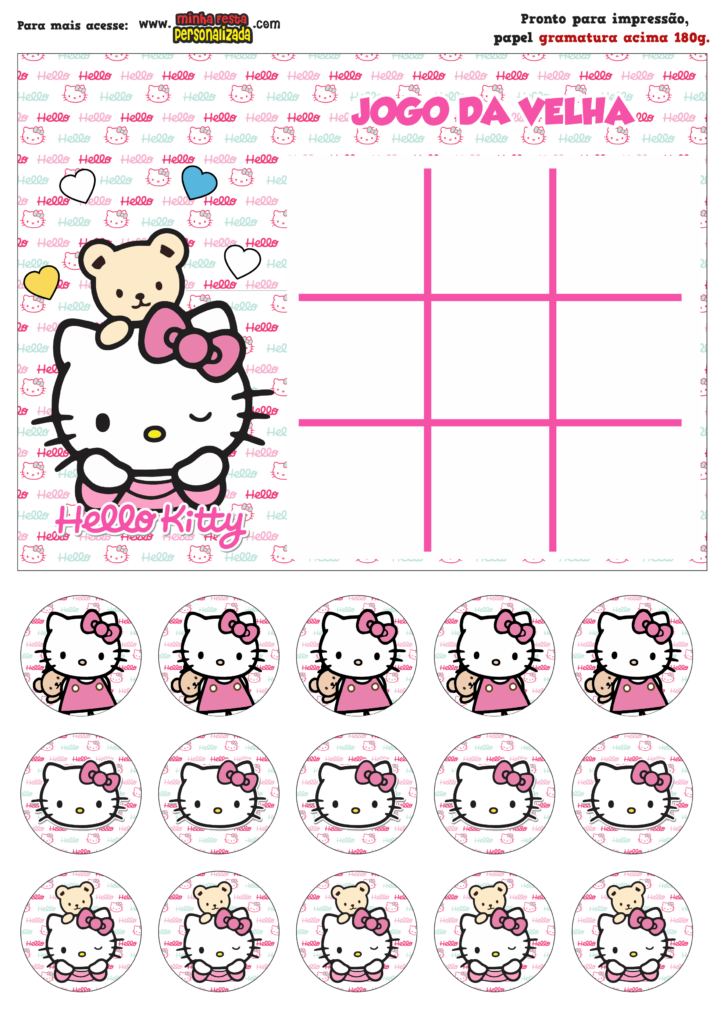 JOGO DA VELHA HELLO KITTY 724x1024 - Jogo da Velha Personalizada Hello Kitty
