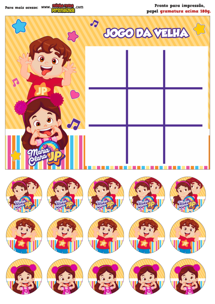 JOGO DA VELHA MARIA CLARA E JP 724x1024 - Jogo da Velha Personalizada Maria Clara e JP