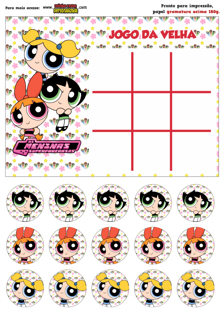 JOGO DA VELHA MENINAS SUPER PODEROSAS 724x1024 - Jogo da Velha Personalizada Meninas Super Poderosas