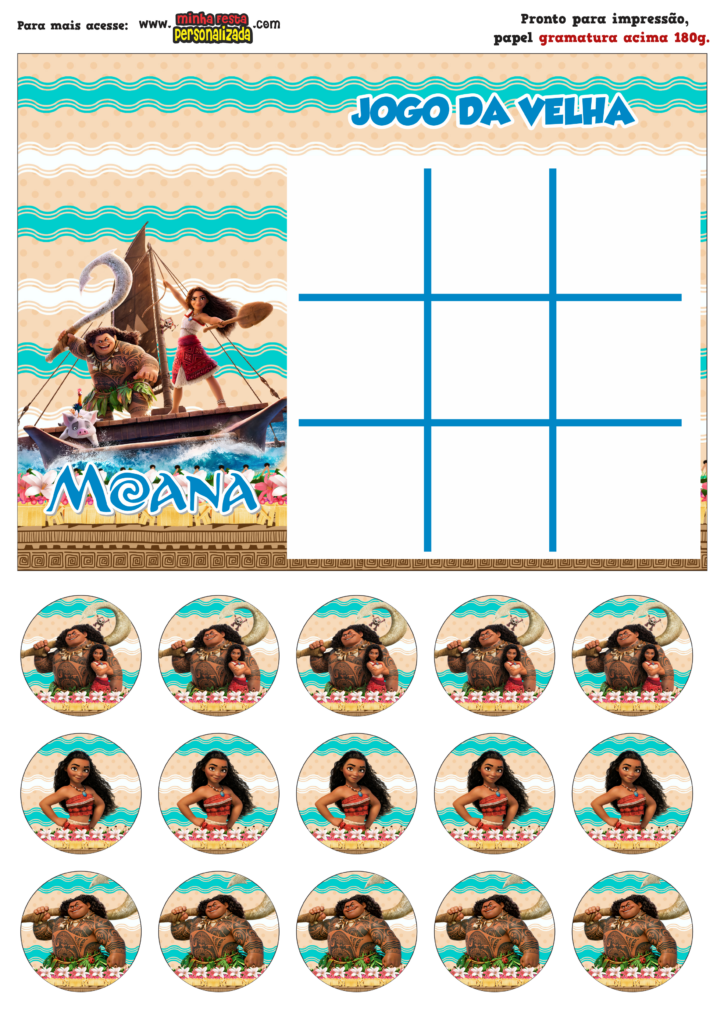 JOGO DA VELHA MOANA 724x1024 - Jogo da Velha Personalizada Moana