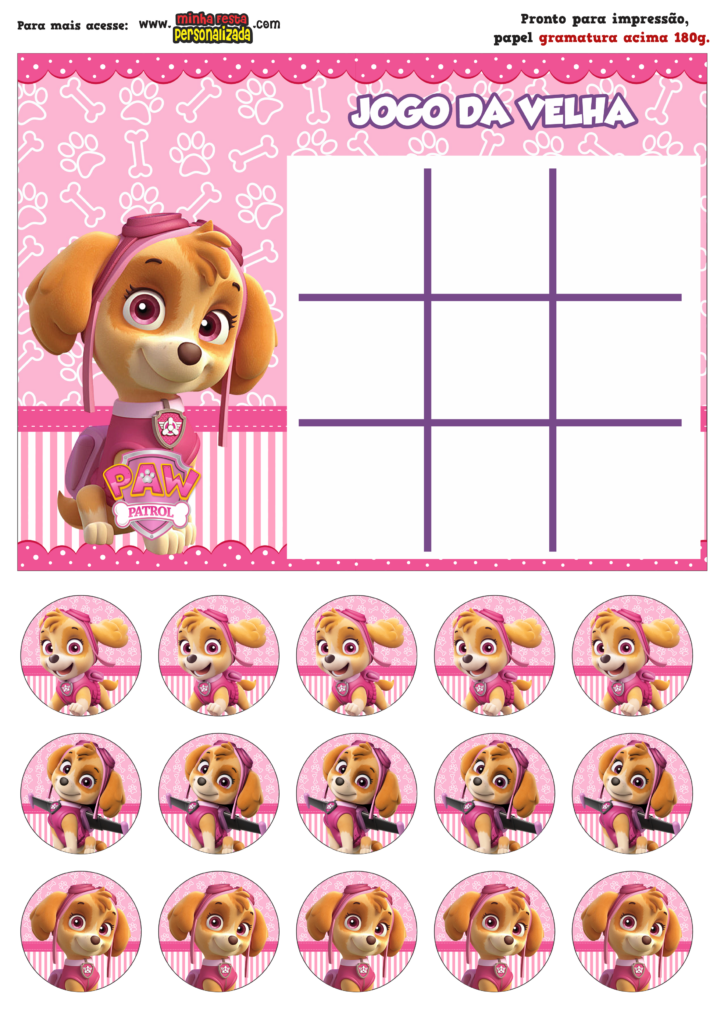 JOGO DA VELHA PATRULHA CANINA SKYE 724x1024 - Jogo da Velha Personalizada Patrulha Canina Skye