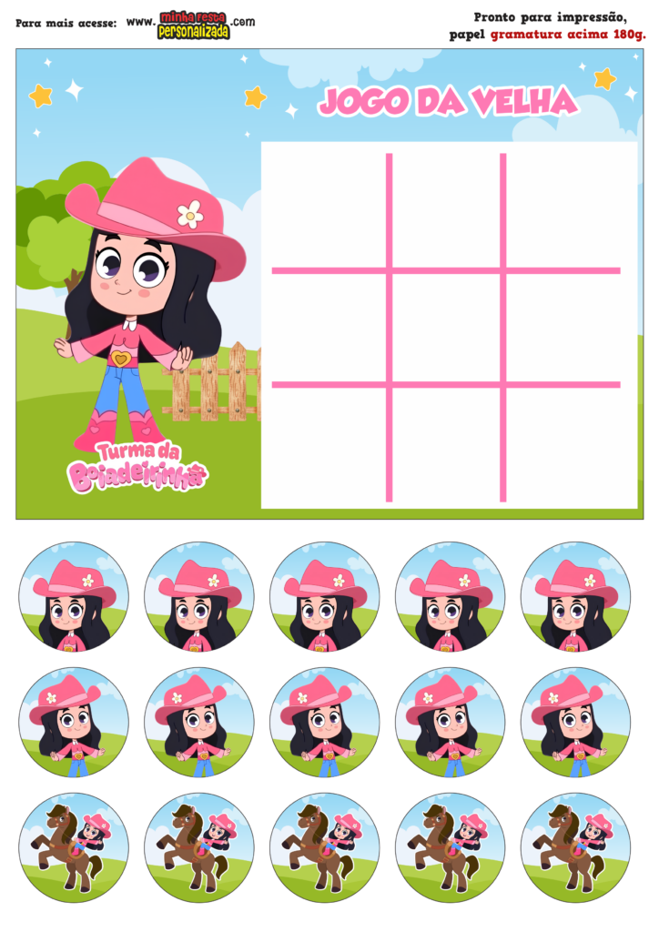 JOGO DA VELHA TURMA DA BOIADEIRINHA 724x1024 - Jogo da Velha Personalizada Turma da Boiadeirinha