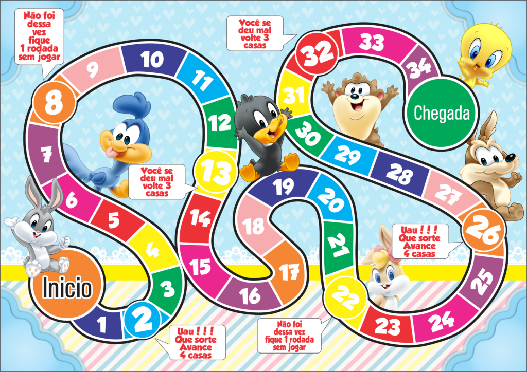 JOGO TABULEIRO PERSONALIZADO BABY LOONEY TUNES 1024x724 - Jogo de tabuleiro personalizado Baby Looney Tunes