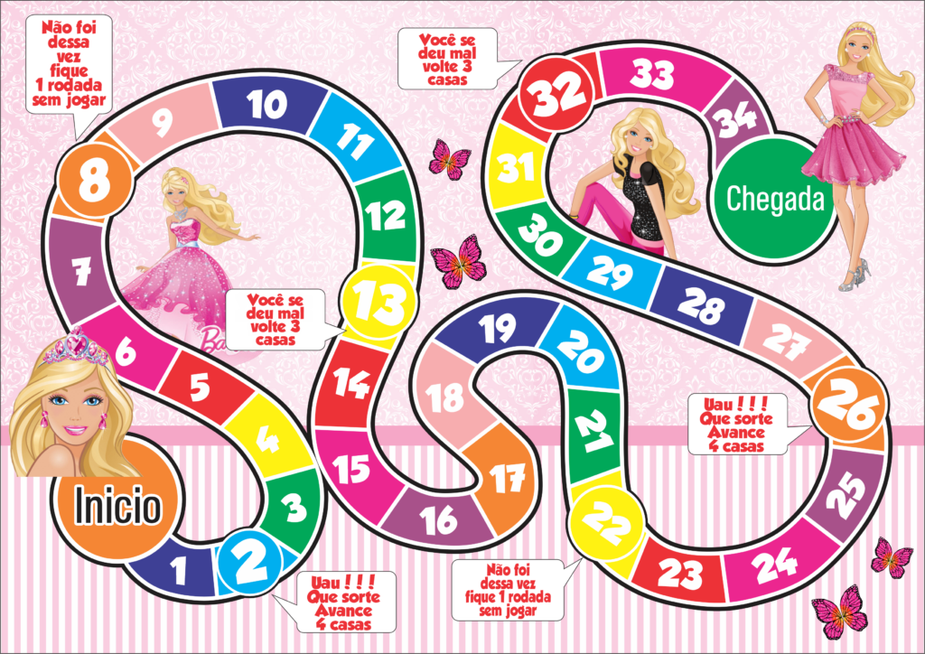 JOGO TABULEIRO PERSONALIZADO BARBIE 1024x724 - Jogo de tabuleiro personalizado Barbie