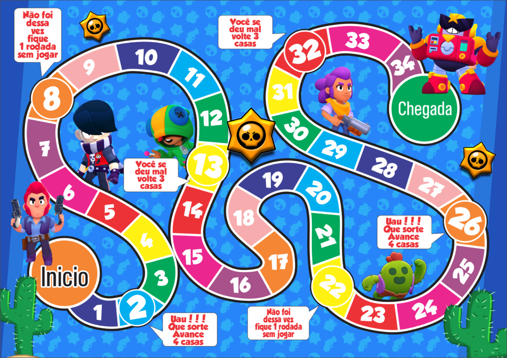 JOGO TABULEIRO PERSONALIZADO BRAWL STARS 1024x724 - Jogo de tabuleiro personalizado Brawl Stars