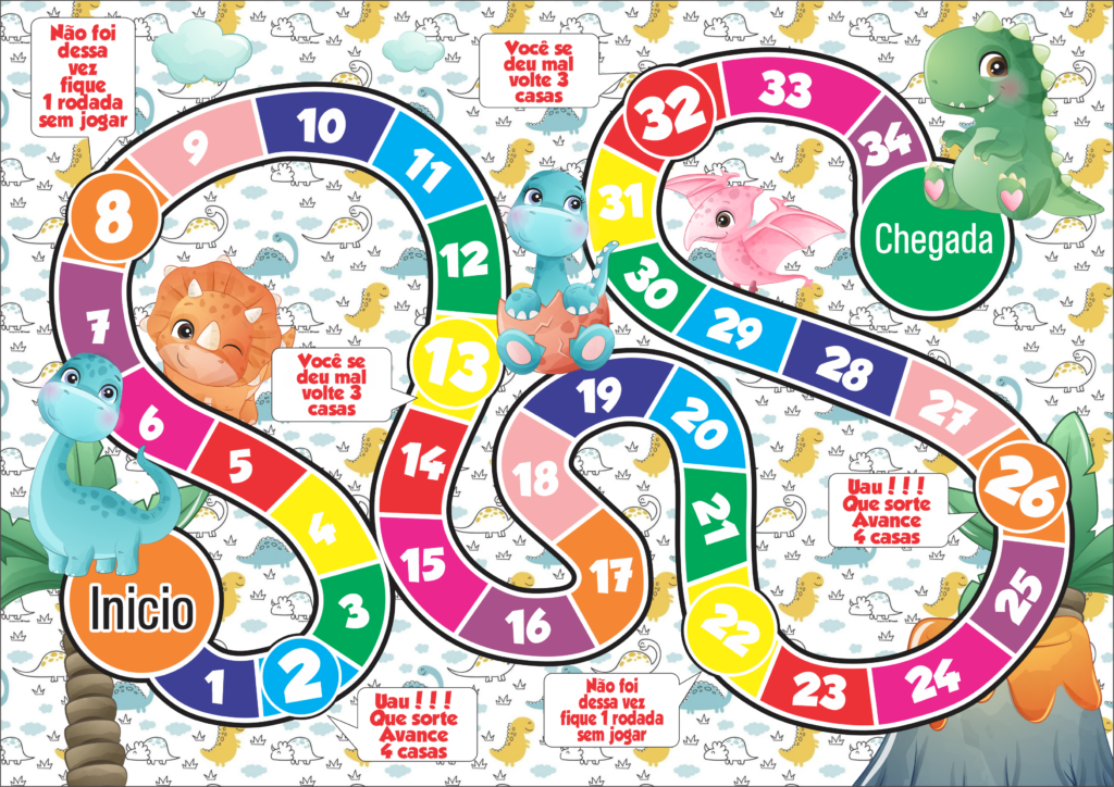 JOGO TABULEIRO PERSONALIZADO DINOSSAURO 1024x724 - Jogo de tabuleiro personalizado Dinossauro