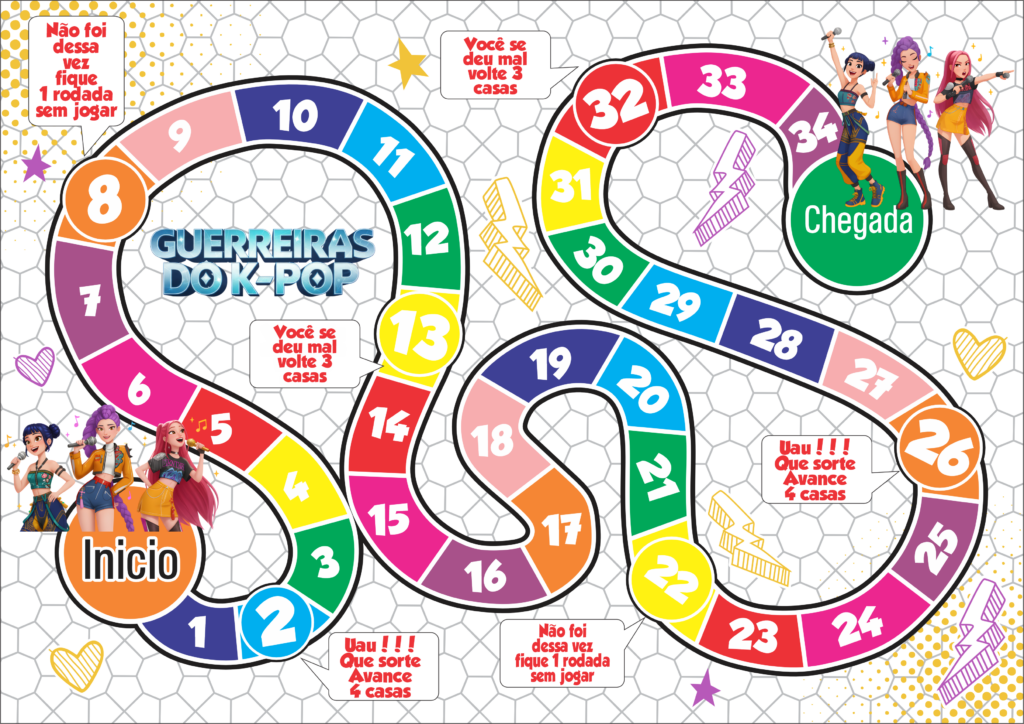 JOGO TABULEIRO PERSONALIZADO GUERREIRAS KPOP 1024x724 - Jogo de tabuleiro personalizado Guerreiras K-pop