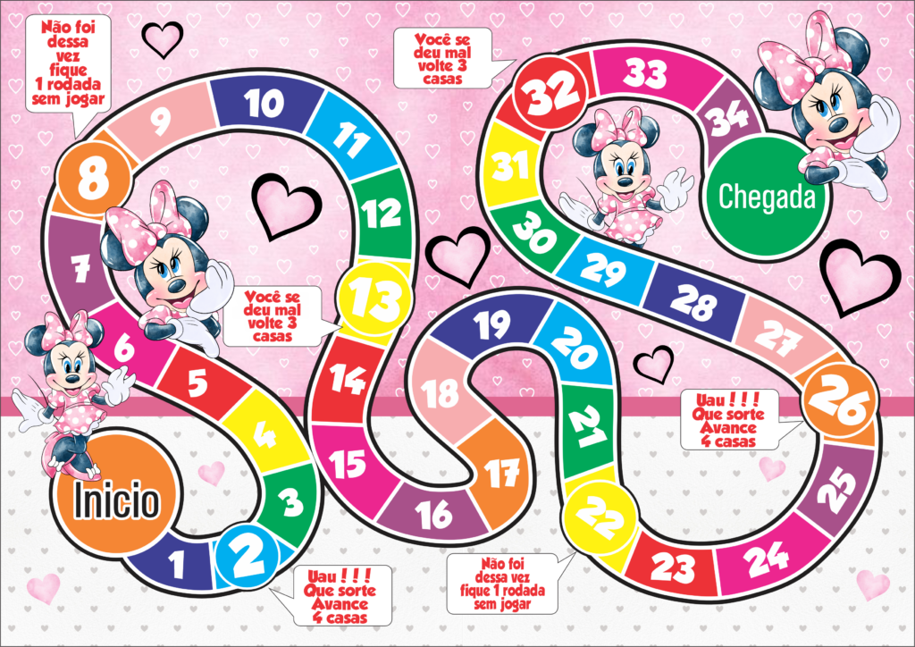 JOGO TABULEIRO PERSONALIZADO MINNIE 1024x724 - Jogo de tabuleiro personalizado Minnie