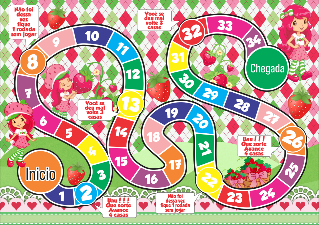 JOGO TABULEIRO PERSONALIZADO MORANGUINHO 1024x724 - Jogo de tabuleiro personalizado Moranguinho