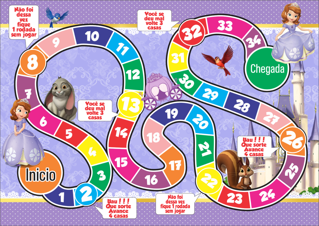 JOGO TABULEIRO PERSONALIZADO PRINCESINHA SOFIA 1024x725 - Jogo de tabuleiro personalizado Princesinha Sofia