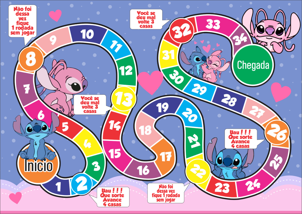 JOGO TABULEIRO PERSONALIZADO STITCH E ANGEL 1024x724 - Jogo de tabuleiro personalizado Stitch e Angel