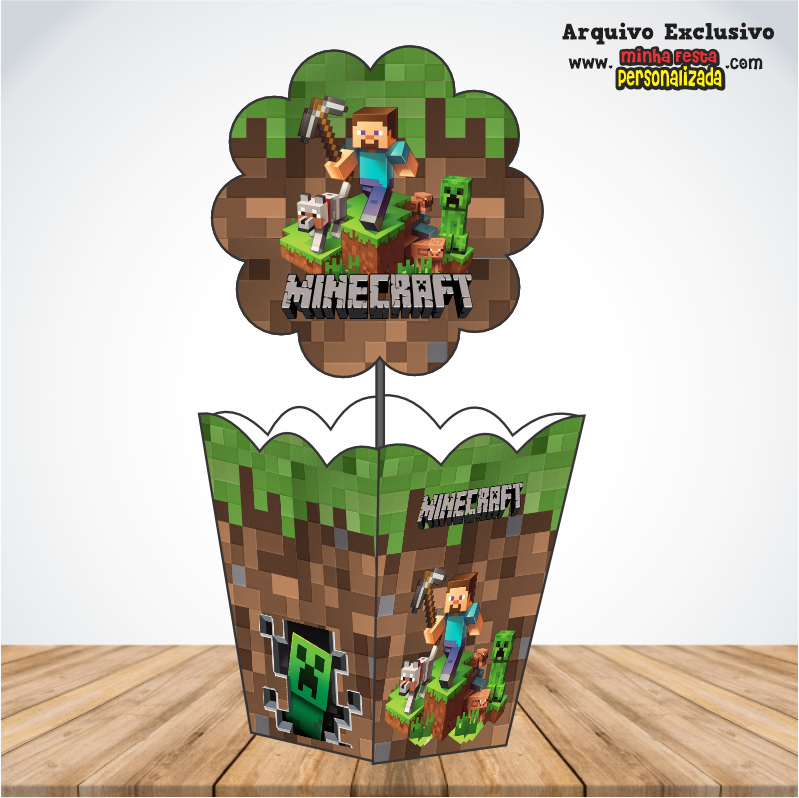 MINECRAFT - Centro de Mesa Cachepot P Para Imprimir