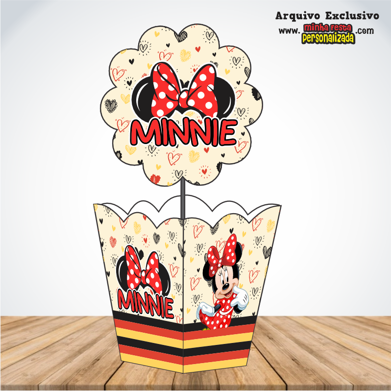 MINNIE VERMELHA - Centro de Mesa Cachepot P Para Imprimir