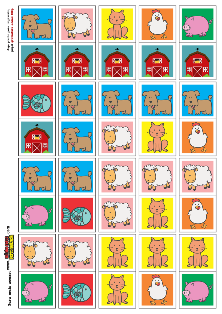 PARTE 01 725x1024 - Jogo Domin&oacute; de Animais Modelos Gratuito Para Imprimir