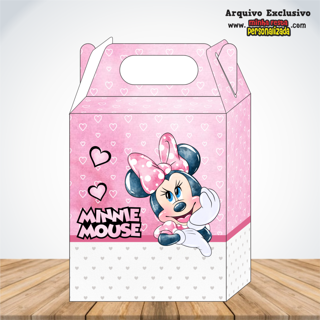 MINNIE ROSA 1024x1024 - Caixa Maleta Diversos Temas Pronto Para Imprimir
